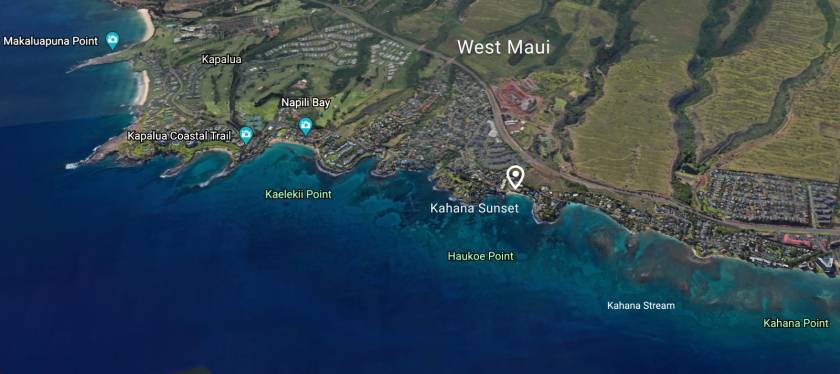 West Maui map with Kahana Sunset resort