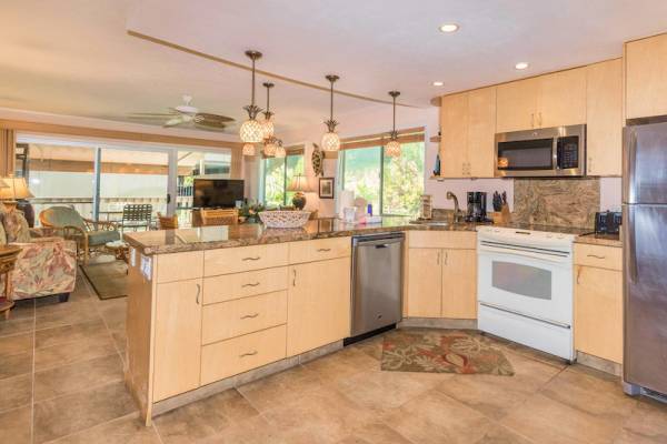 Kahana Sunset D11 short term vacation rental with two bedrooms and large kitchen