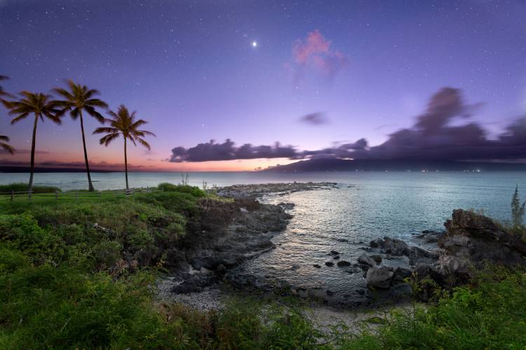 Stars coming out after a sunset in Kapalua Maui, Hawaii