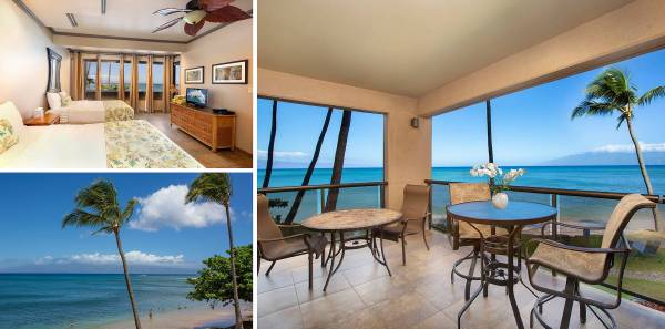 2 bedroom Ocean front Maui vacation rental with a large balcony and access to the beach