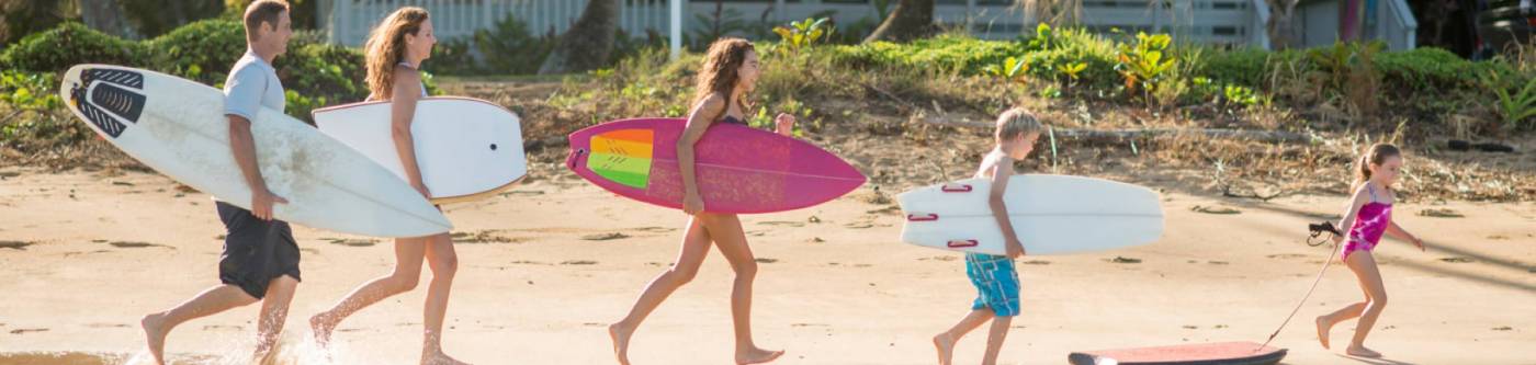 Family on Maui, going surfing