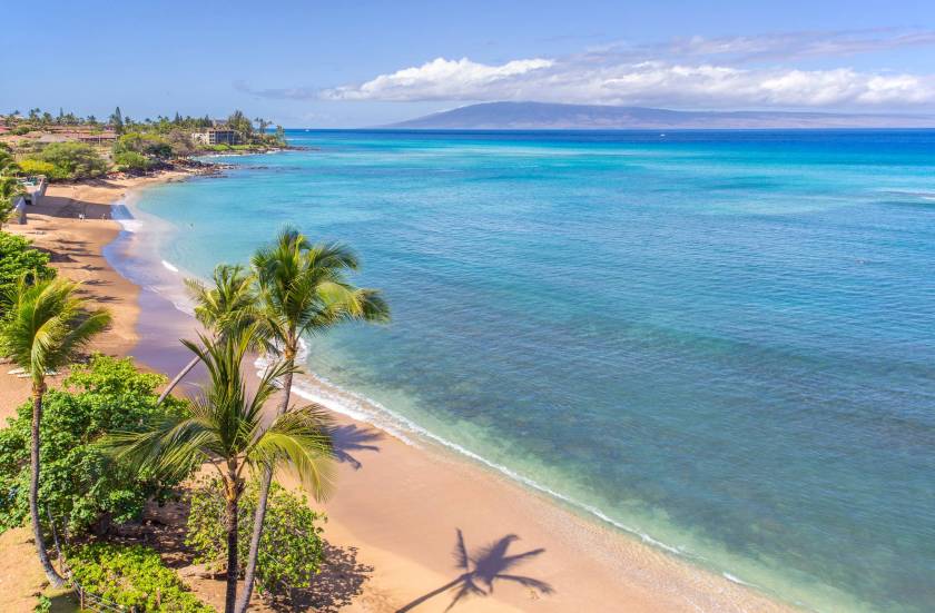 Stunning view of the ocean in Maui from the deck of private lanai at the Sands of Kahana resort.