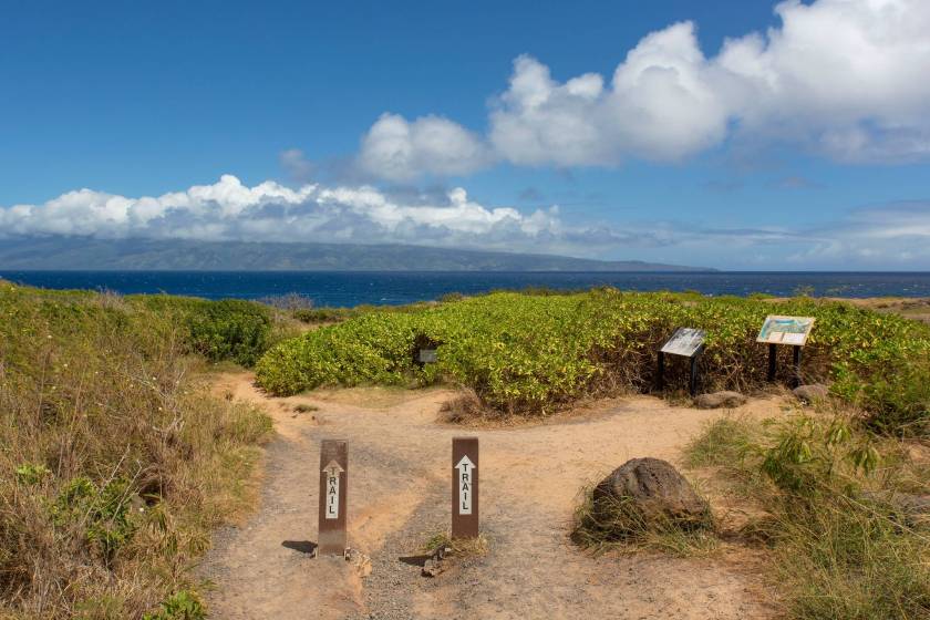 Entrance to the Kapalua Coastal Trail near Kapalua Bay Villas.