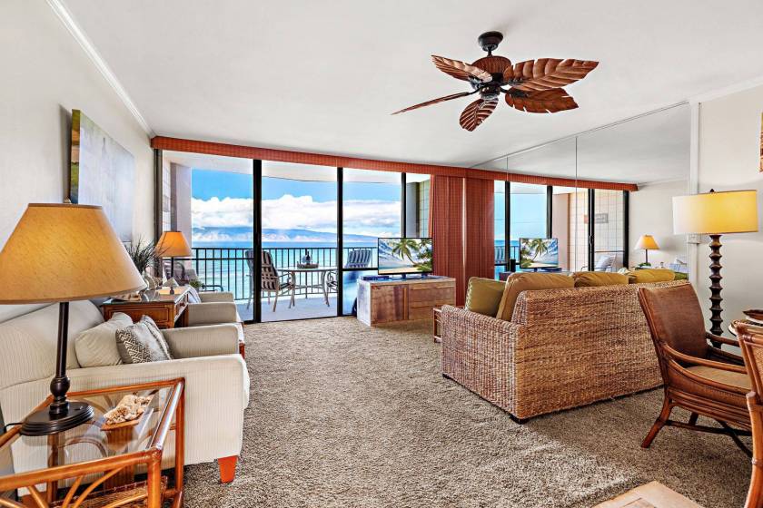 The resorts we recommend most for families pair calm water with real space and a usable pool. Each of these has earned its spot with parents over the years. Sands of Kahana is a family favorite for its large one- to three-bedroom units, big pool complex, tennis courts, and on-site restaurant, plus grassy areas where kids can run. Valley Isle Resort offers good-value oceanfront condos in Kahana with a pool and easy beach access. The Kapalua Bay Villas offers families spacious two-bedroom units with large grassy areas right outside the door, sandy beaches on both sides of the property, and three heated pools — all steps from award-winning Kapalua Bay. Kahana Sunset wraps around sheltered Keonenui Bay, a sandy cove that is safe for little ones, with low-rise buildings, a grassy lawn, and two pools.