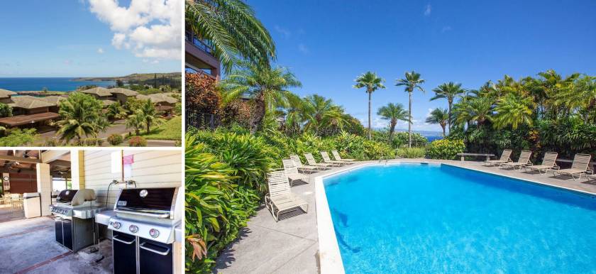 Kapalua Ridge Villas Maui resort with a heated pool and gas barbecue grills