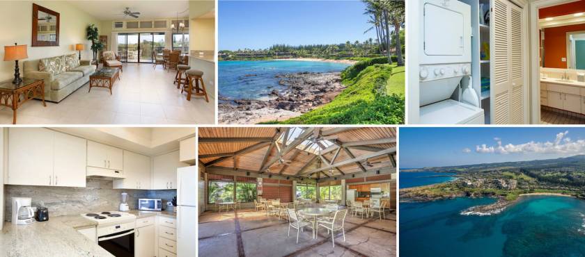 Kapalua Ridge Villas condo rental with full kitchen and large living room