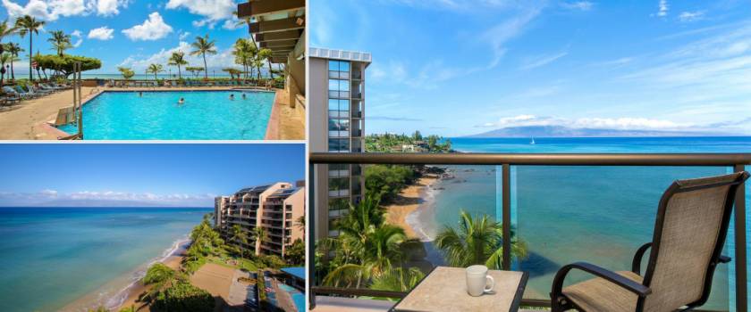 Sands of Kahana ocean view from a balcony and view of the beachfront pool