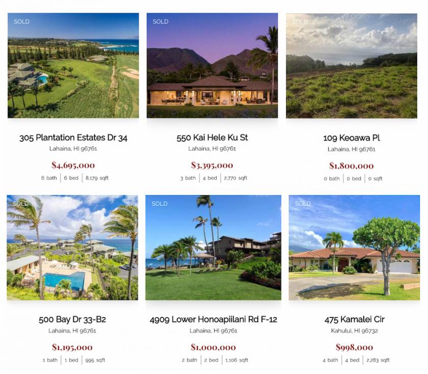 Sullivan Properties latest Maui Real Estate sales