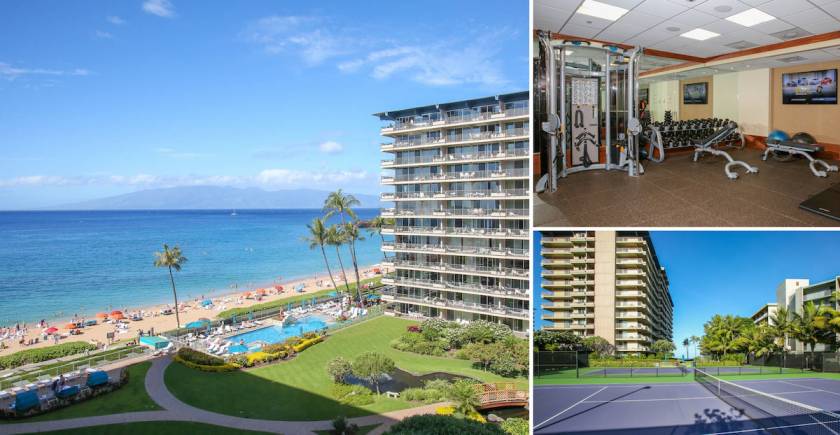 Maui beachfront resort The Whaler on Kaanapali with a pool, tennis courts, and a gym